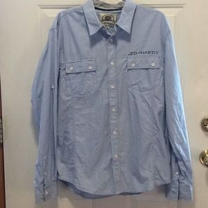 Men's Ed Hardy Rhinestone Utility Shirt Size XL